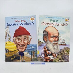 WhoHQ Who Was Jacques Cousteau and Charles Darwin Book 2015 Lot of 2 Nico Medina